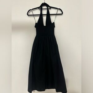ZARA Black Halter V-neck Midi Dress